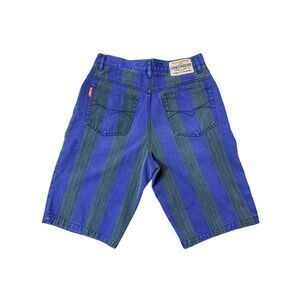 Unionbay Jorts Y2K Mens Vintage 90s Striped Denim Shorts Purple Black Size 32